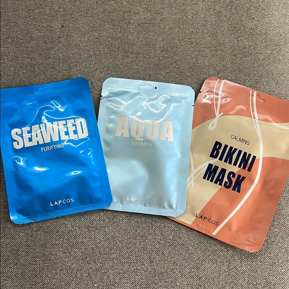 LAPCOS Seaweed Facial Mask, Aqua Hydration Mask & Calming Bikini Mask